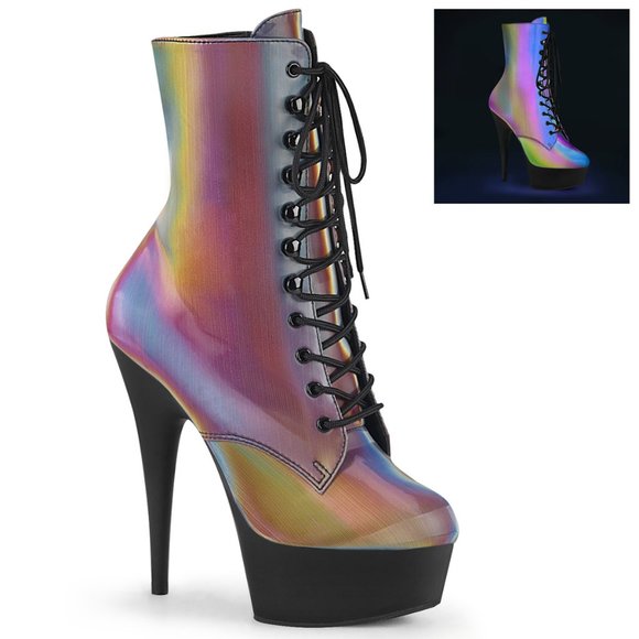 Platform Rainbow Lace Up High  Heel Ankle Boots - Picture 5 of 5